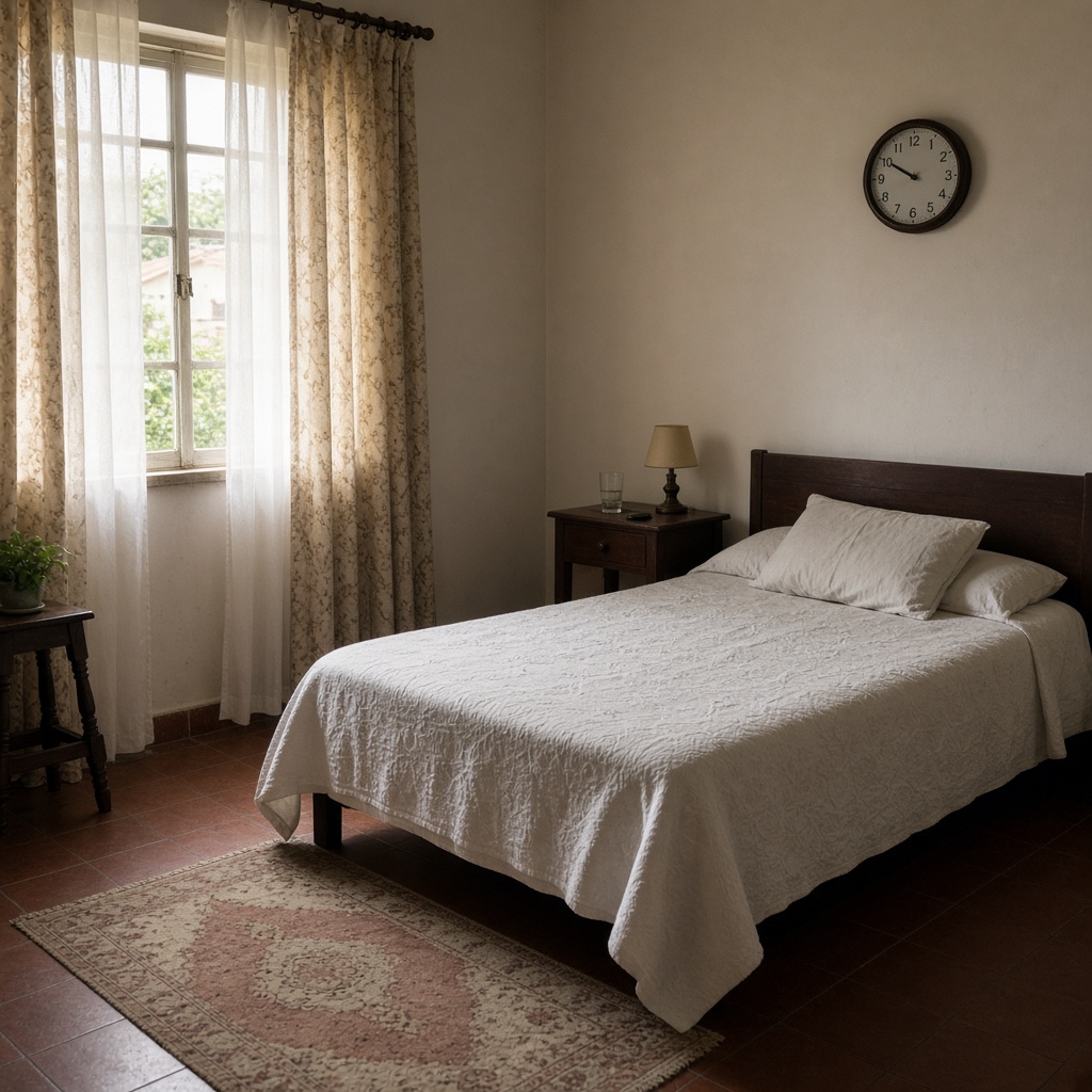 Quarto vazio de manhã — a pessoa não acordou no horário